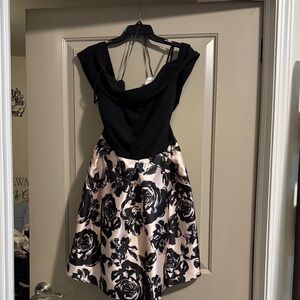 Elegant Black and Cream Floral Dress